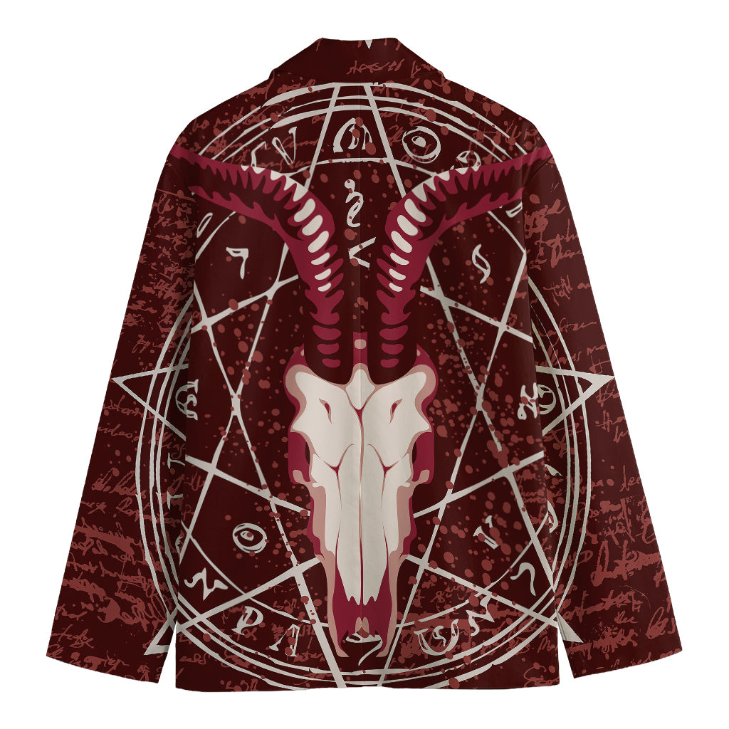 Goat Skull Pentagram Print Men's Blazer