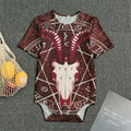 Goat Skull Pentagram Print Men's Bodysuit