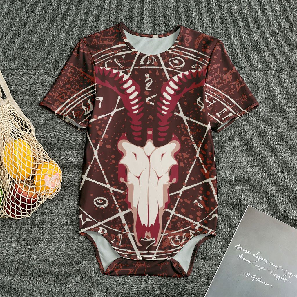 Goat Skull Pentagram Print Men's Bodysuit