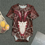 Goat Skull Pentagram Print Men's Bodysuit
