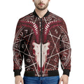 Goat Skull Pentagram Print Men's Bomber Jacket