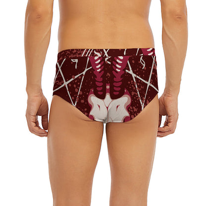 Goat Skull Pentagram Print Men's Briefs