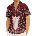 Goat Skull Pentagram Print Men's Deep V-Neck Shirt