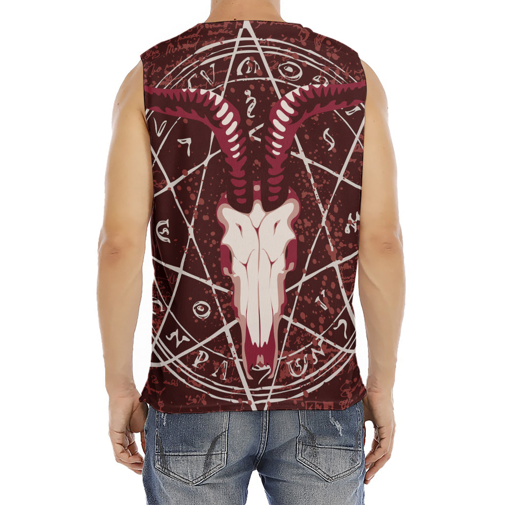 Goat Skull Pentagram Print Men's Fitness Tank Top
