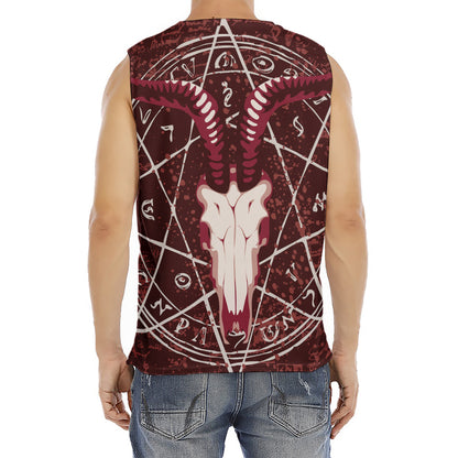 Goat Skull Pentagram Print Men's Fitness Tank Top