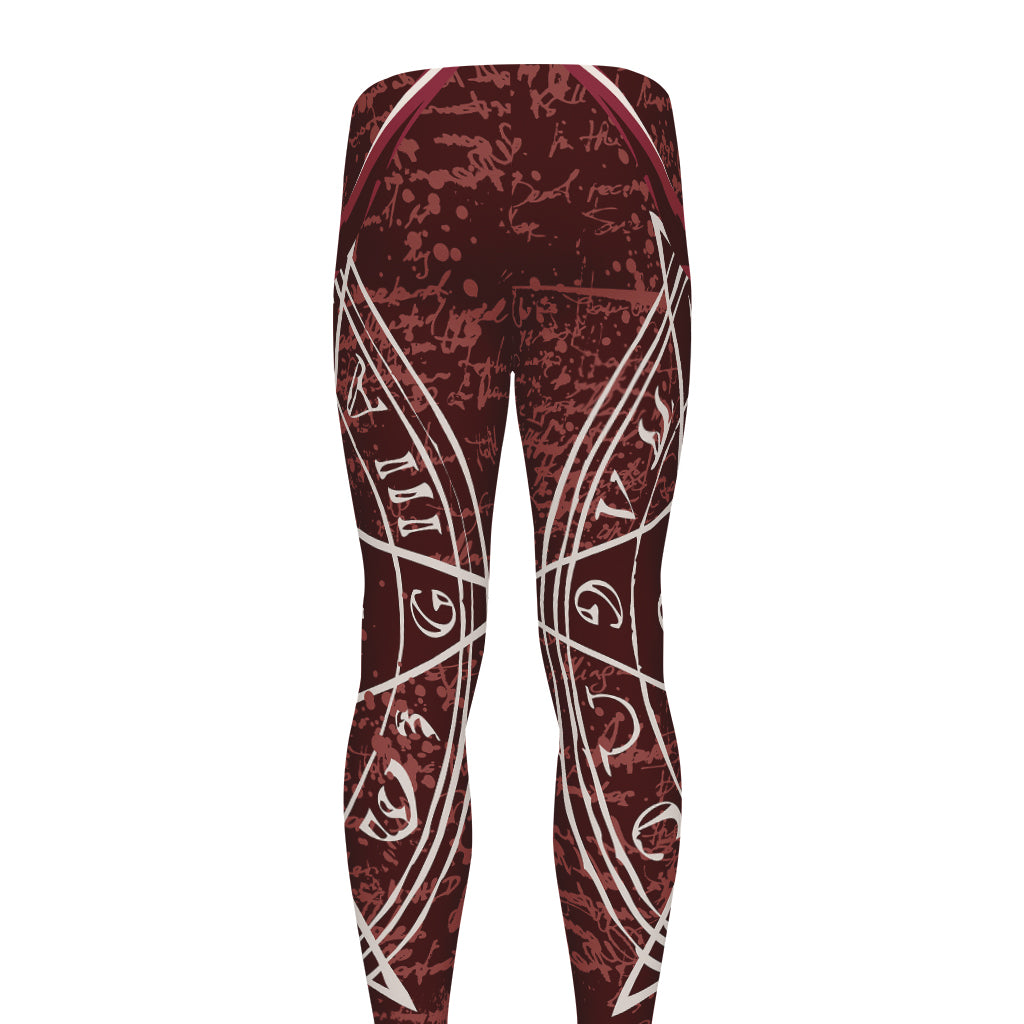 Goat Skull Pentagram Print Men's leggings