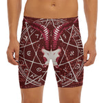 Goat Skull Pentagram Print Men's Long Boxer Briefs