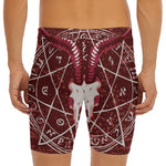 Goat Skull Pentagram Print Men's Long Boxer Briefs