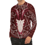 Goat Skull Pentagram Print Men's Long Sleeve Rash Guard