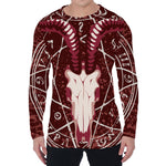 Goat Skull Pentagram Print Men's Long Sleeve T-Shirt