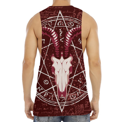 Goat Skull Pentagram Print Men's Muscle Tank Top