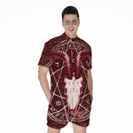 Goat Skull Pentagram Print Men's Rompers