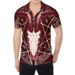 Goat Skull Pentagram Print Men's Shirt