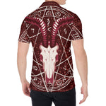 Goat Skull Pentagram Print Men's Shirt