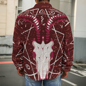 Goat Skull Pentagram Print Men's Shirt Jacket