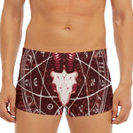 Goat Skull Pentagram Print Men's Short Boxer Briefs