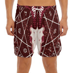 Goat Skull Pentagram Print Men's Split Running Shorts