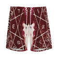 Goat Skull Pentagram Print Men's Athletic Shorts