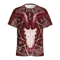 Goat Skull Pentagram Print Men's Athletic T-Shirt