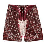 Goat Skull Pentagram Print Men's Swim Trunks