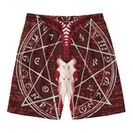 Goat Skull Pentagram Print Men's Swim Trunks