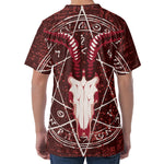 Goat Skull Pentagram Print Men's Velvet T-Shirt