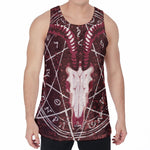 Goat Skull Pentagram Print Men's Velvet Tank Top