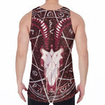 Goat Skull Pentagram Print Men's Velvet Tank Top