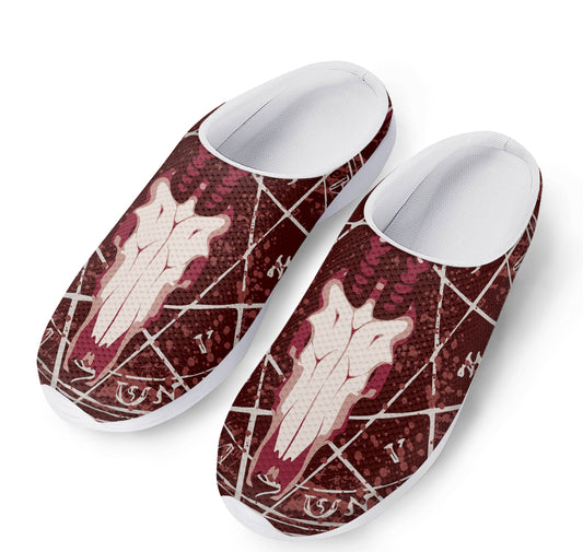 Goat Skull Pentagram Print Mesh Casual Shoes