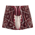 Goat Skull Pentagram Print Mesh Shorts