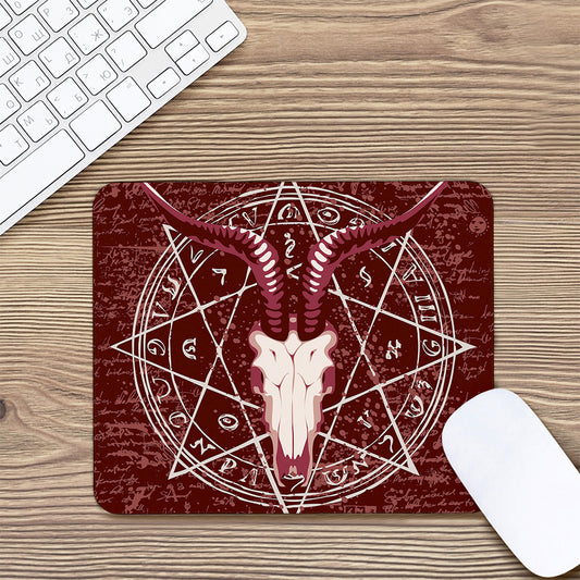 Goat Skull Pentagram Print Mouse Pad