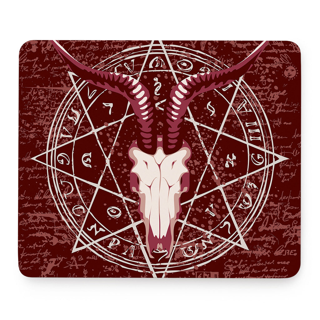 Goat Skull Pentagram Print Mouse Pad