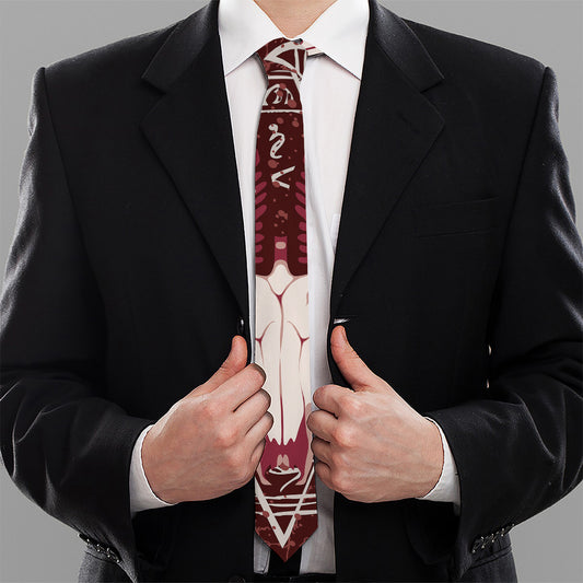 Goat Skull Pentagram Print Necktie