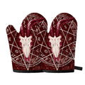 Goat Skull Pentagram Print Oven Mitts