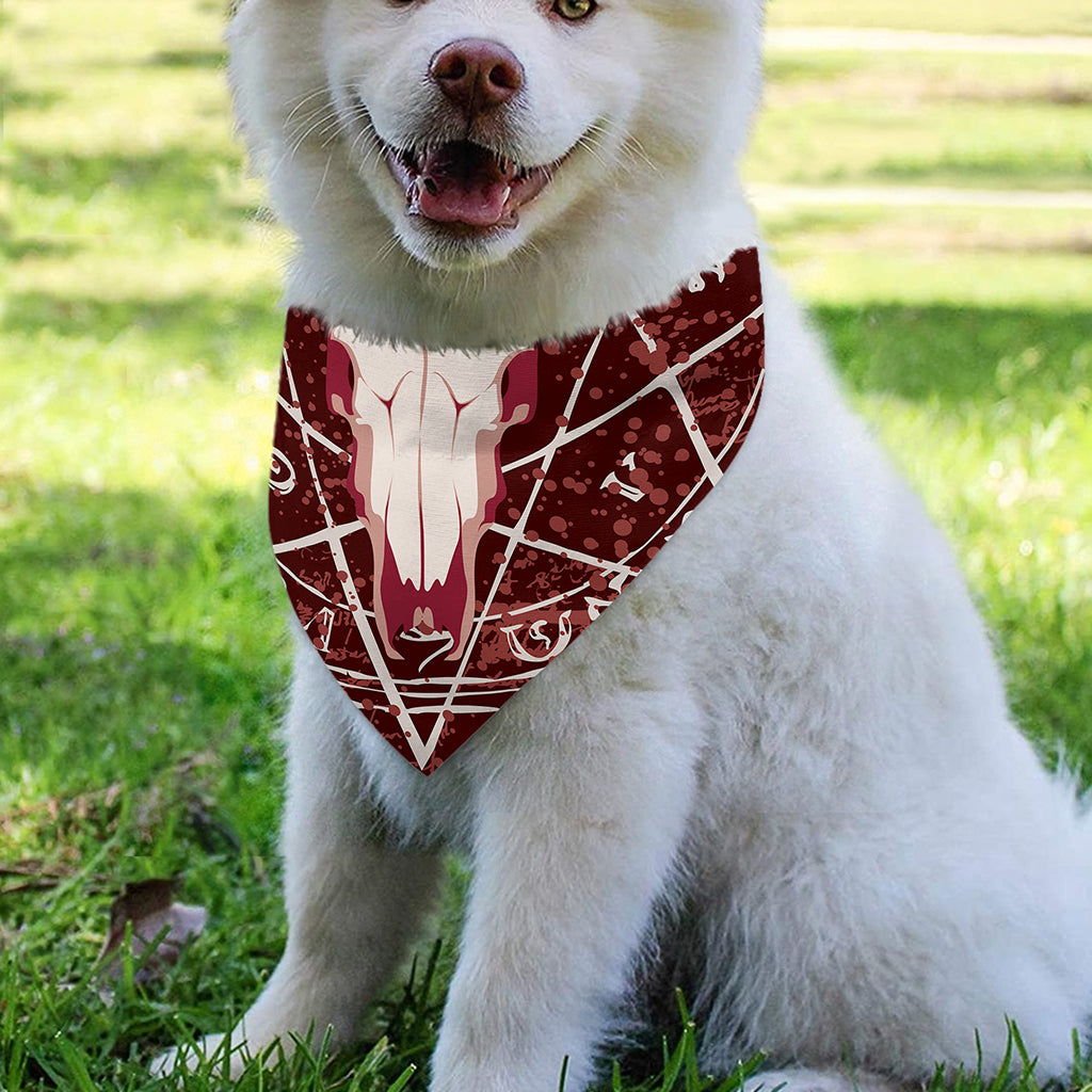 Goat Skull Pentagram Print Over The Collar Dog Bandana