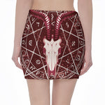 Goat Skull Pentagram Print Pencil Mini Skirt
