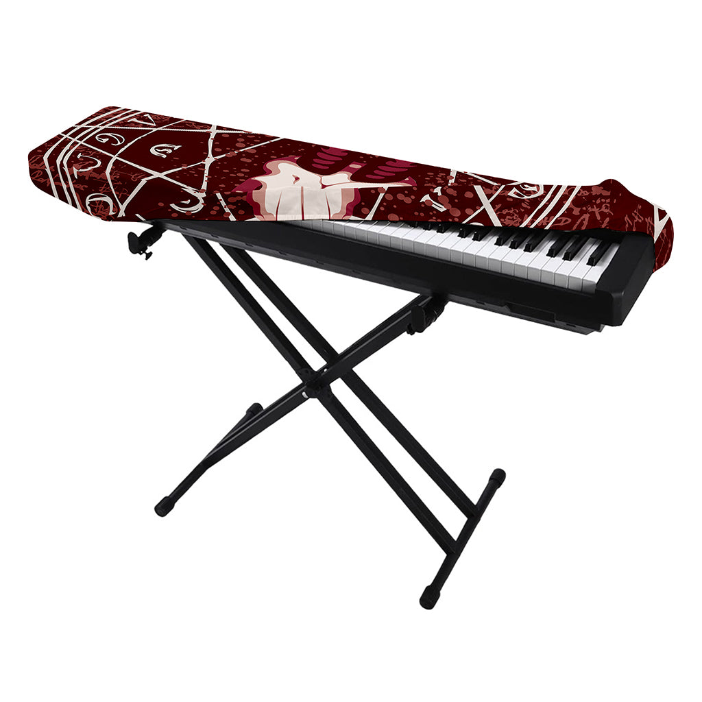 Goat Skull Pentagram Print Piano Keyboard Cover