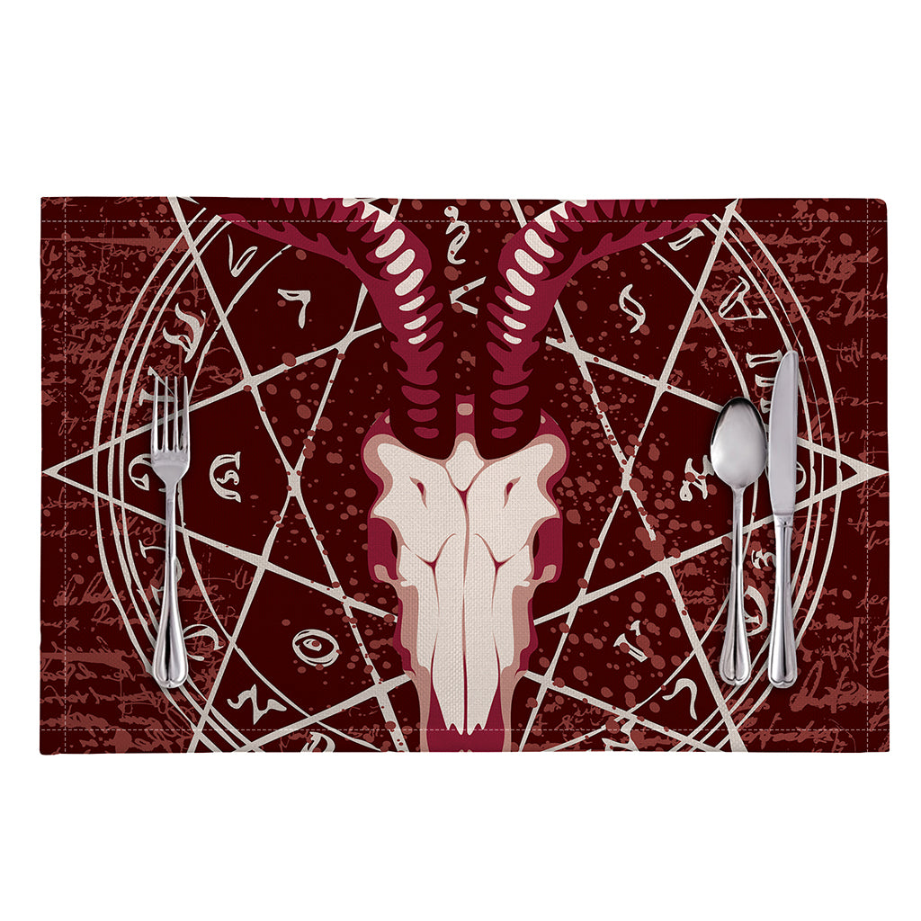 Goat Skull Pentagram Print Placemat