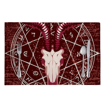 Goat Skull Pentagram Print Placemat