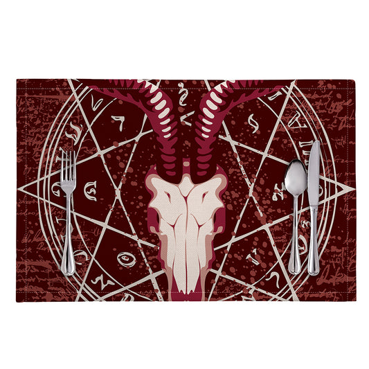 Goat Skull Pentagram Print Placemat