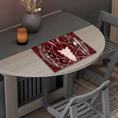 Goat Skull Pentagram Print Placemat