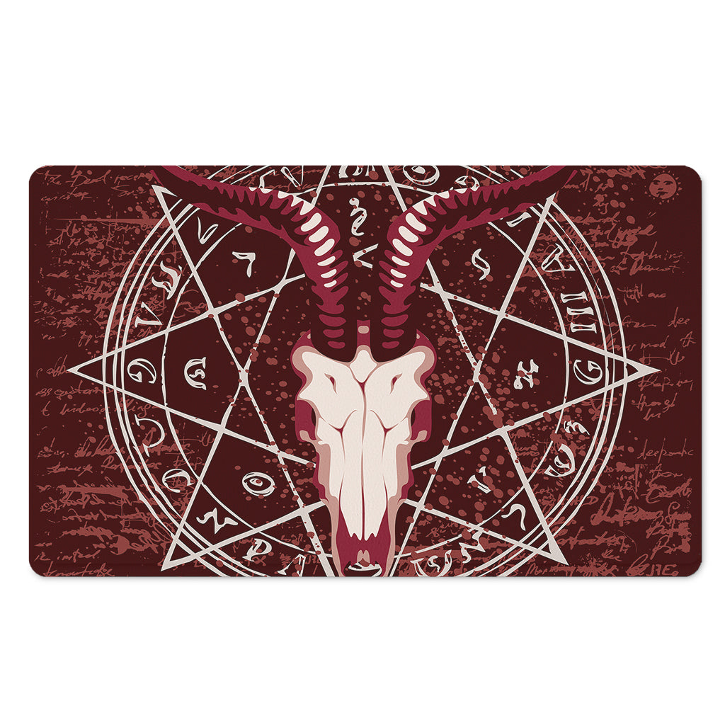 Goat Skull Pentagram Print Polyester Doormat