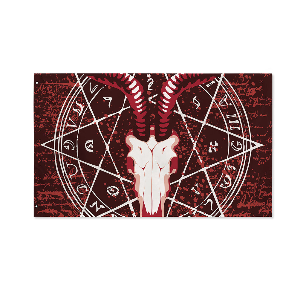 Goat Skull Pentagram Print Polyester Flag