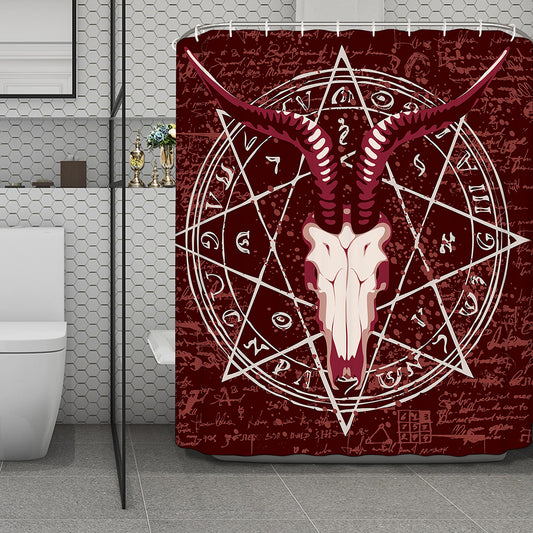 Goat Skull Pentagram Print Polyester Shower Curtain