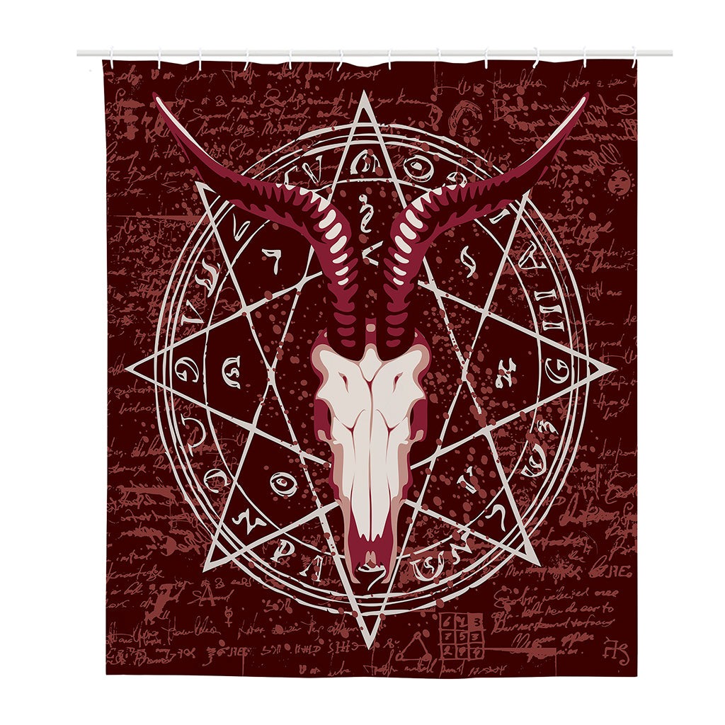 Goat Skull Pentagram Print Polyester Shower Curtain