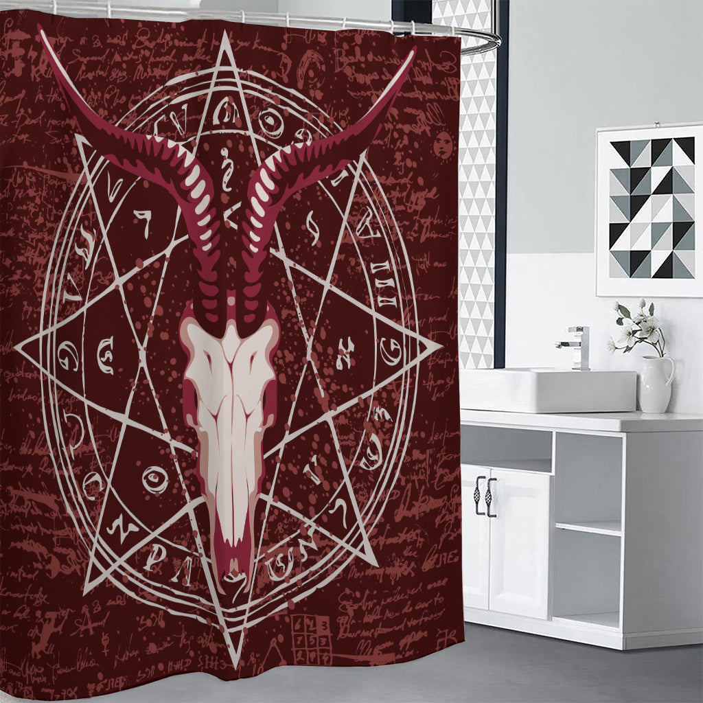 Goat Skull Pentagram Print Premium Shower Curtain