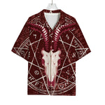 Goat Skull Pentagram Print Rayon Hawaiian Shirt