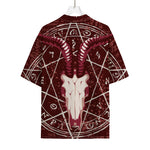 Goat Skull Pentagram Print Rayon Hawaiian Shirt