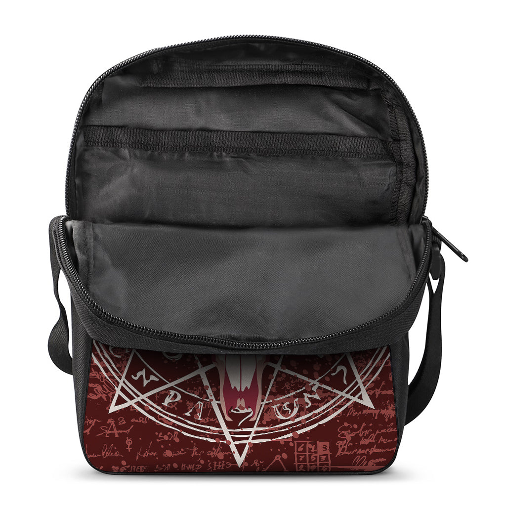Goat Skull Pentagram Print Rectangular Crossbody Bag