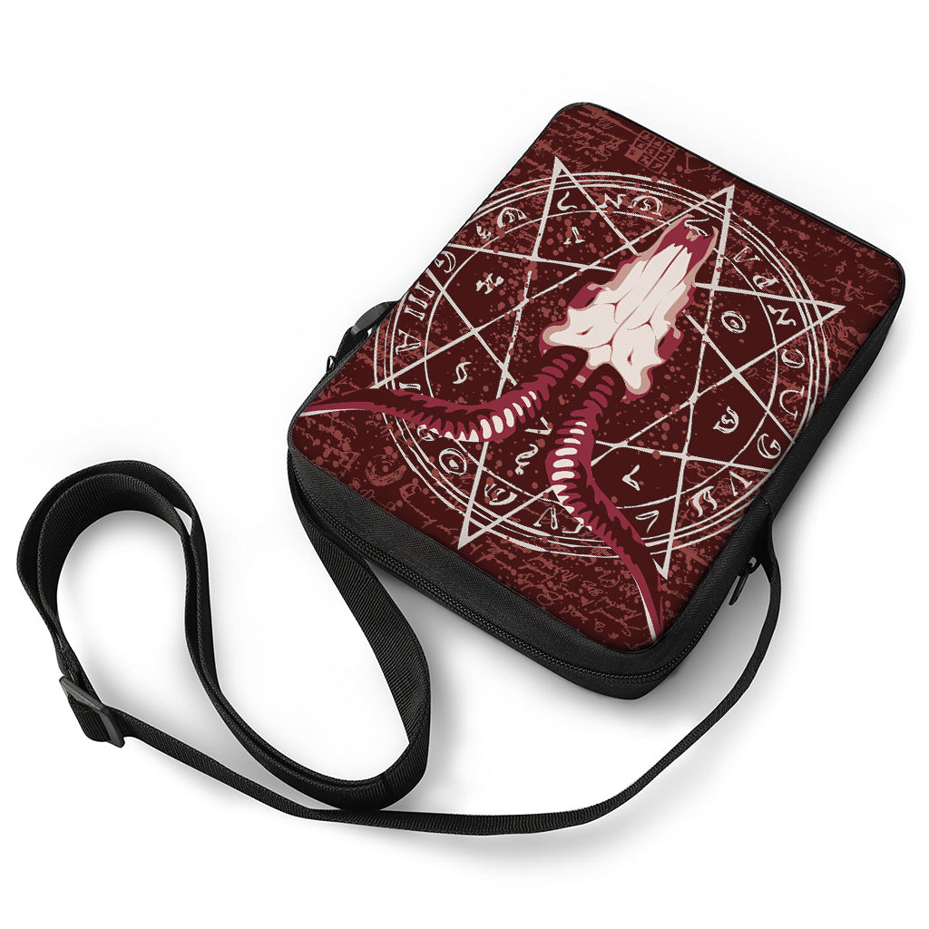 Goat Skull Pentagram Print Rectangular Crossbody Bag